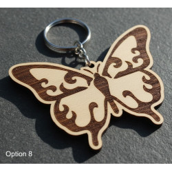 Wooden Butterfly Keyring - Laser Engraved Nature Charm