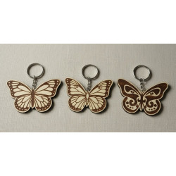 Wooden Butterfly Keyring - Laser Engraved Nature Charm