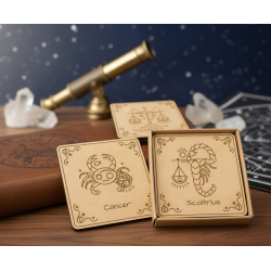 Zodiac Wooden Coasters | Engraved Star Sign Sets | Custom Gifts
