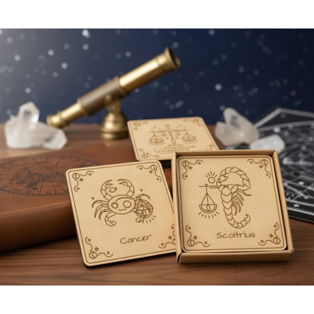 Zodiac Wooden Coasters | Engraved Star Sign Sets | Custom Gifts