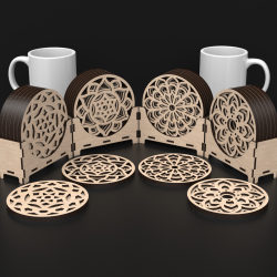 DIY Layered Mandala Wood Coaster Craft Kit - Pack of 8
