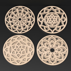 DIY Layered Mandala Wood Coaster Craft Kit - Pack of 8