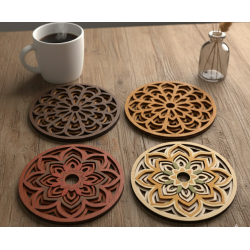 DIY Layered Mandala Wood Coaster Craft Kit - Pack of 8