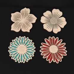 DIY Layered Flower Wood Coaster Craft Kit - Pack of 8