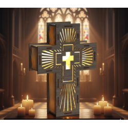 Wooden Cross Lanterns & Lighted Religious Gifts