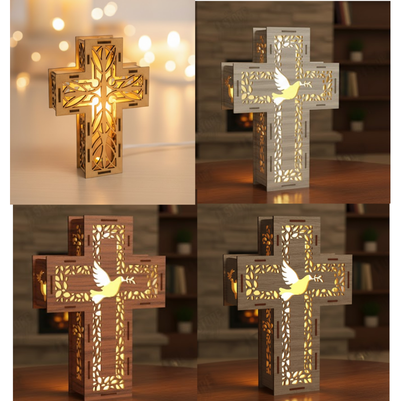 Wooden Cross Lanterns & Lighted Religious Gifts