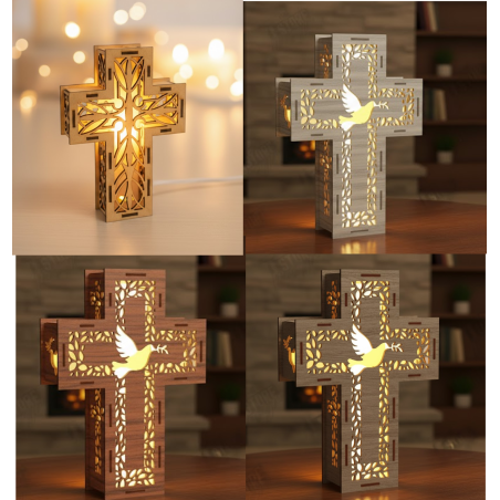 Wooden Cross Lanterns & Lighted Religious Gifts