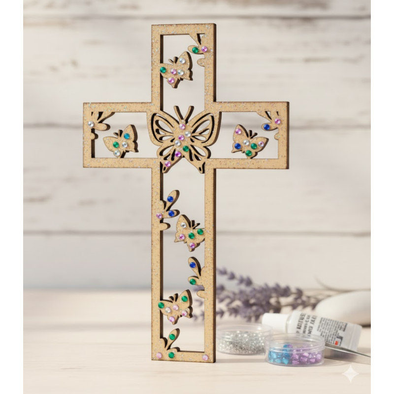 15cm Laser-Cut Wooden Cross Blanks for DIY & Decor