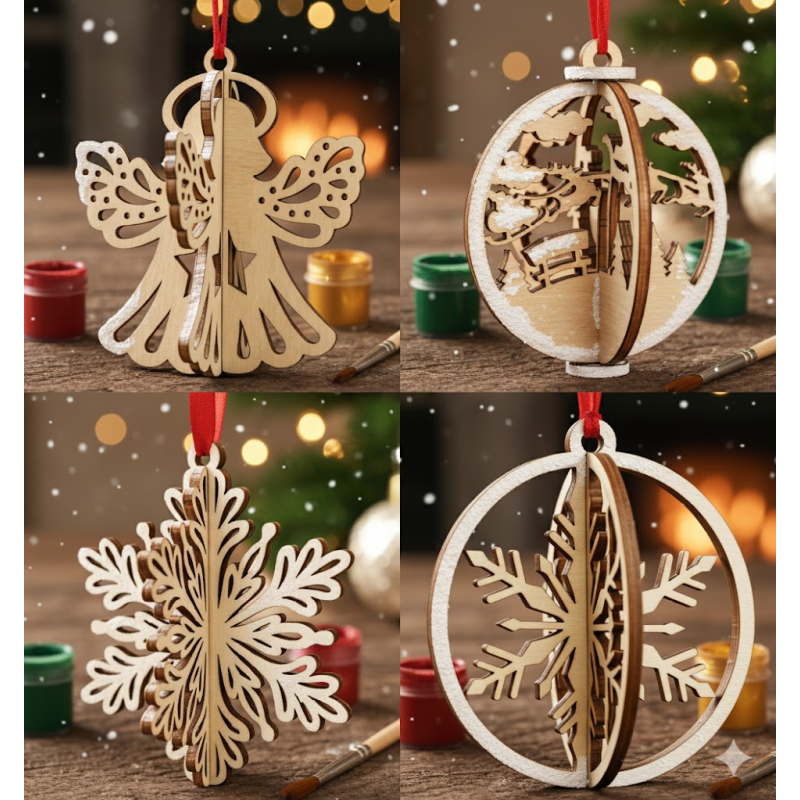 DIY 3D Wooden Christmas Ornaments | Paint & Decorate Kits