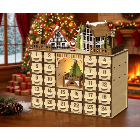 DIY Wooden Advent Calendar Kit - 24 Drawer Christmas Village