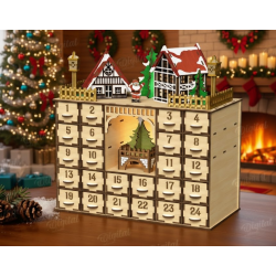 DIY Wooden Advent Calendar Kit - 24 Drawer Christmas Village