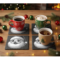Personalized Santa Slate Coasters | Set of 4 | Gift Boxed