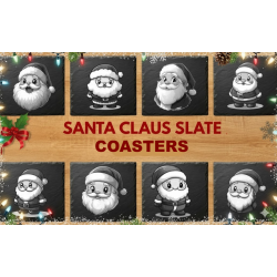 Personalized Santa Slate Coasters | Set of 4 | Gift Boxed