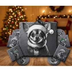 Chihuahua Christmas Coasters - Pack of 4 Custom Slate Gift