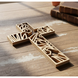 25cm Laser-Cut Wooden Cross Blanks for DIY & Decor