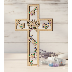 25cm Laser-Cut Wooden Cross Blanks for DIY & Decor