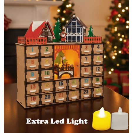 DIY Wooden Advent Calendar Kit - 24 Drawer Christmas Village