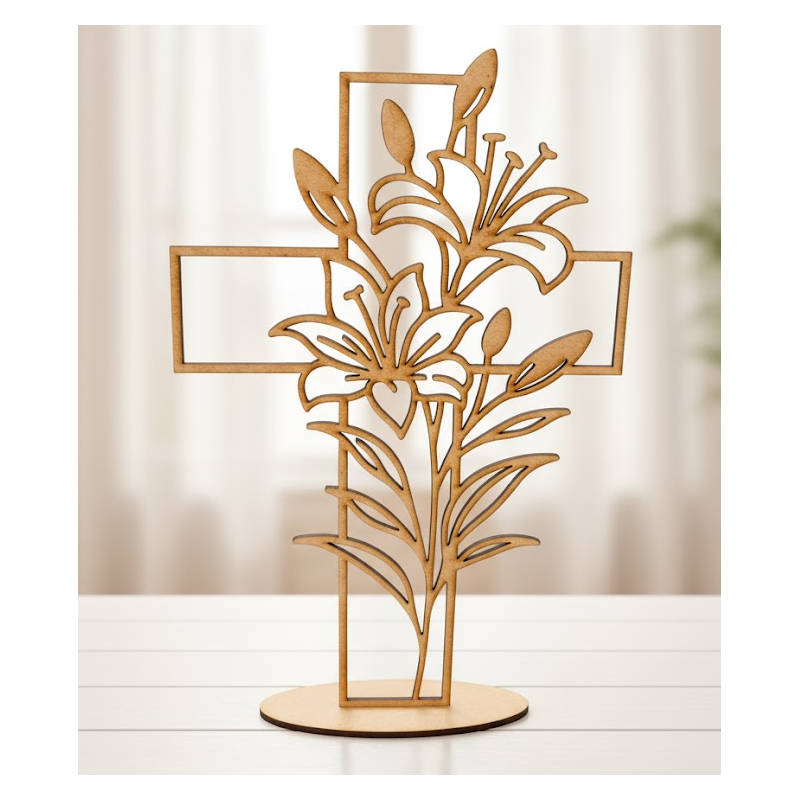 25cm Laser-Cut Wooden Cross Blanks for DIY & Decor