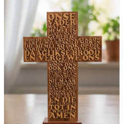 Onse Vader Scripture Cross - 29cm Wooden Lord's Prayer Décor