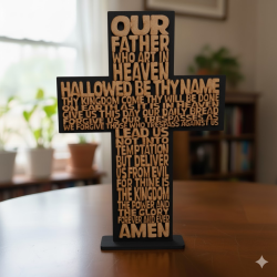 Our Lord Scripture Cross - 29cm Wooden Lord's Prayer Décor