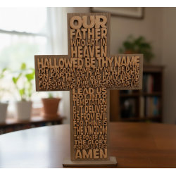 Our Lord Scripture Cross - 29cm Wooden Lord's Prayer Décor