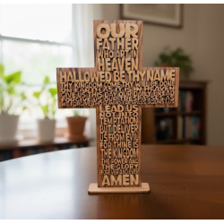Our Lord Scripture Cross - 29cm Wooden Lord's Prayer Décor