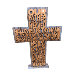 Our Lord Scripture Cross - 29cm Wooden Lord's Prayer Décor