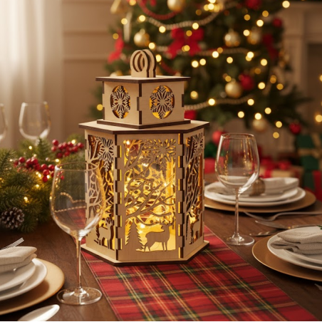 DIY Wooden Christmas Lantern Kit | LED Light Included | Unfinished