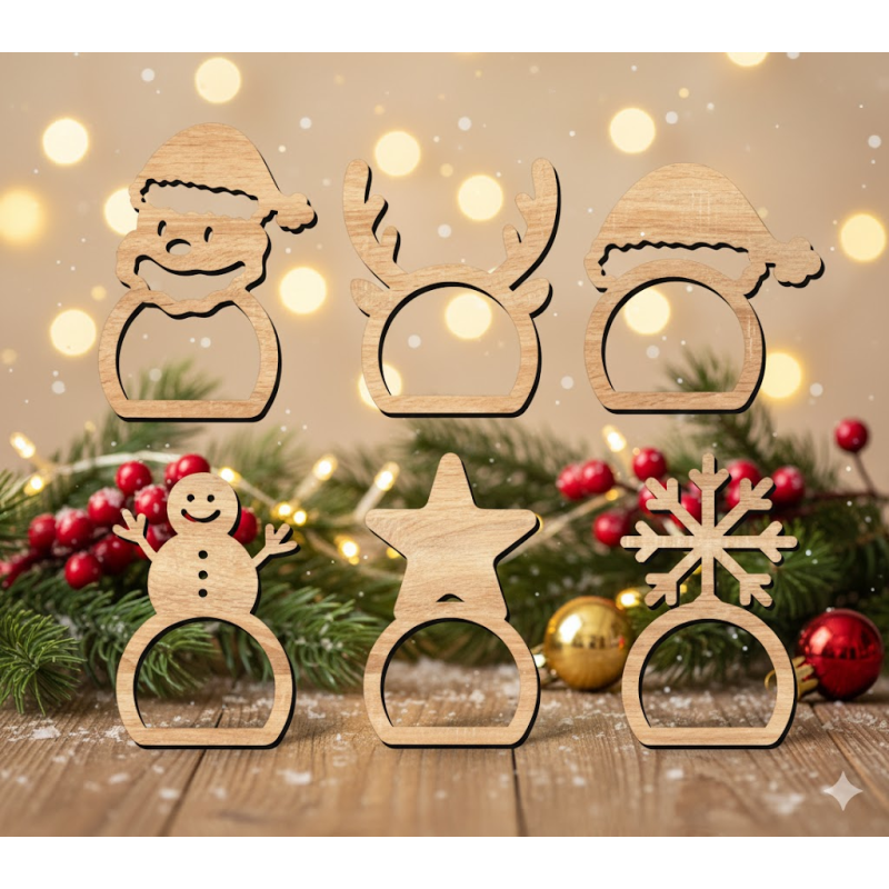 MDF Christmas Serviette Rings | 6 Designs | Unique Holiday Gift