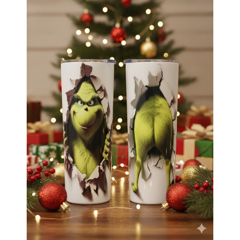 20oz Christmas Tumbler | Double Wall Insulated Skinny Cup w/ Straw