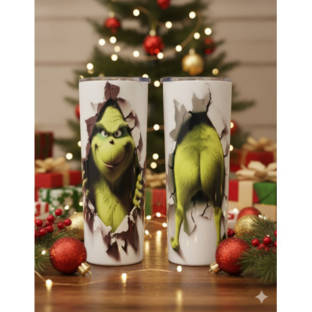 20oz Christmas Tumbler | Double Wall Insulated Skinny Cup w/ Straw