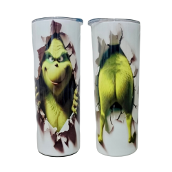 20oz Christmas Tumbler | Double Wall Insulated Skinny Cup w/ Straw