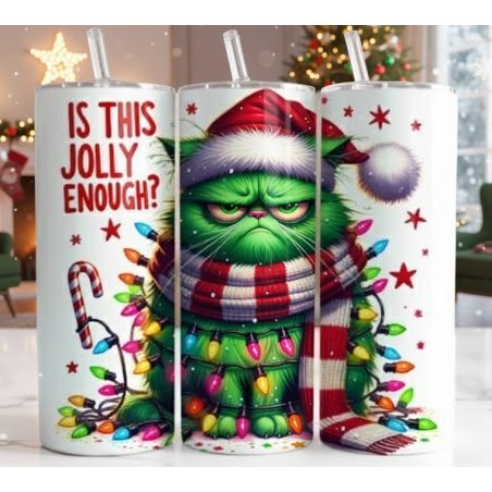 20oz Christmas Tumbler | Double Wall Insulated Skinny Cup w/ Straw