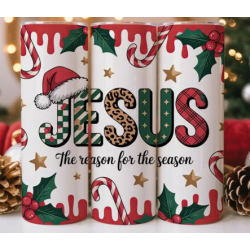 20oz Christmas Tumbler | Double Wall Insulated Skinny Cup w/ Straw