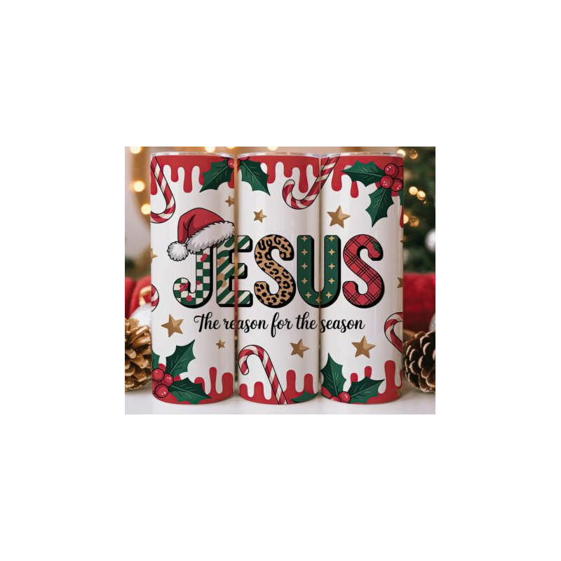 20oz Christmas Tumbler | Double Wall Insulated Skinny Cup w/ Straw