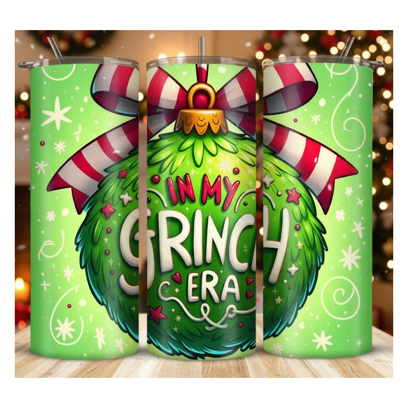 20oz Christmas Tumbler | Double Wall Insulated Skinny Cup w/ Straw