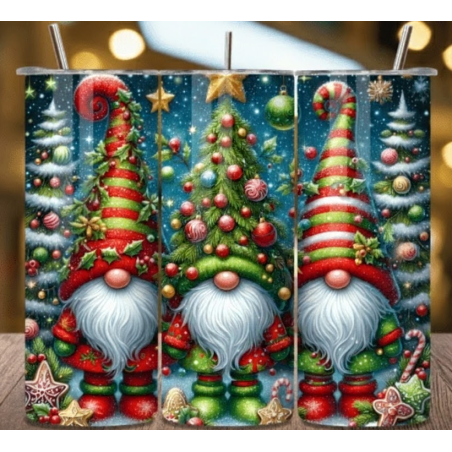 20oz Christmas Tumbler | Double Wall Insulated Skinny Cup w/ Straw